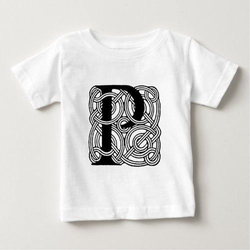 Letter P Vintage Celtic Knot Monogram Baby T_Shirt