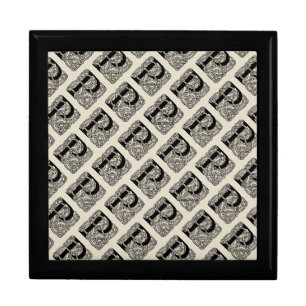 Letter P Vintage Celtic Knot Monogram Gift Box