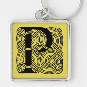 Letter P Vintage Celtic Knot Monogram Keychain