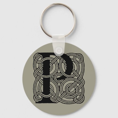 Letter P Vintage Celtic Knot Monogram Keychain