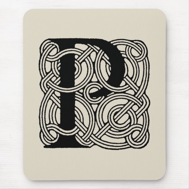 Letter P Vintage Celtic Knot Monogram Mouse Pad (Front)