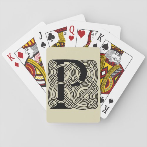 Letter P Vintage Celtic Knot Monogram Playing Cards