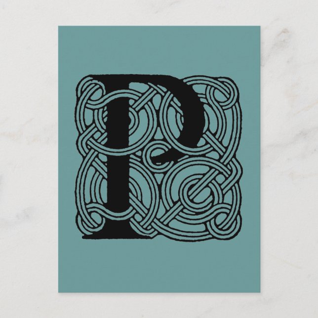 Letter P Vintage Celtic Knot Monogram Postcard (Front)