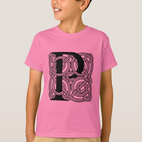 Letter P Vintage Celtic Knot Monogram T_Shirt