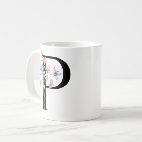 Letter P with flowers Coffee Mug