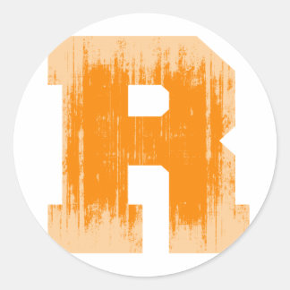 LETTER PRIDE R ORANGE VINTAGE.png Classic Round Sticker