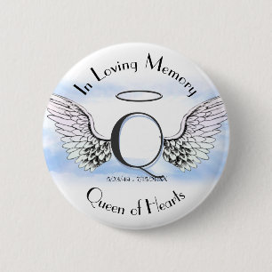 Letter Q   Add Name   Memorial Pinback Button