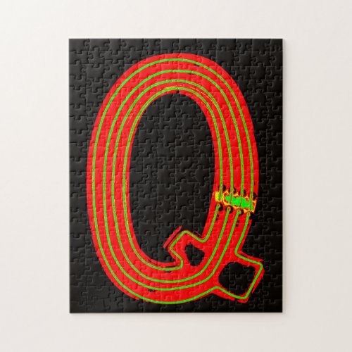 Letter Q Alphabet Photography in Neon Jigsaw Puzzle