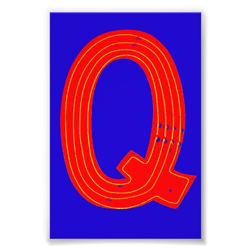Letter Q Alphabet Photography in Neon Photo Print