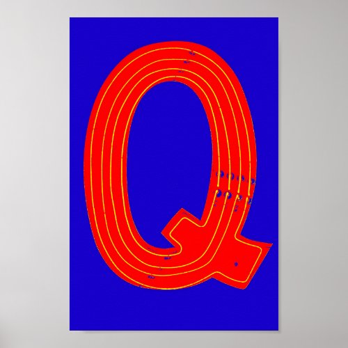 Letter Q Alphabet Photography in Neon Poster