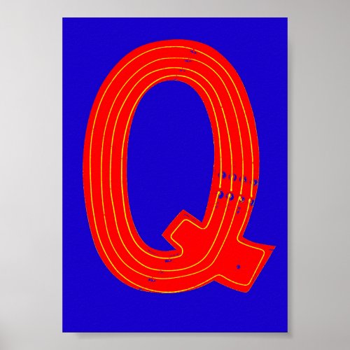 Letter Q Alphabet Photography in Neon Poster