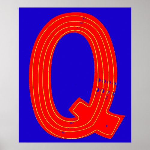 Letter Q Alphabet Photography in Neon Poster