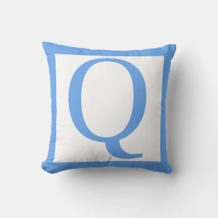Letter Q Baby Blue Throw Pillow