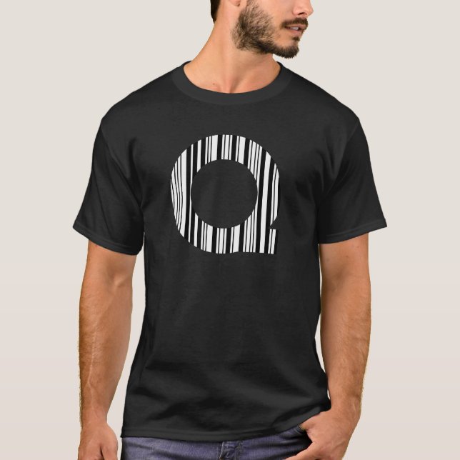 LETTER Q BAR CODE First Initial Barcode Pattern T-Shirt (Front)