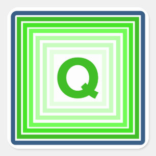 Letter Q - Blue-Green Square Sticker