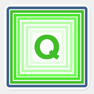 Letter Q - Blue-Green Square Sticker