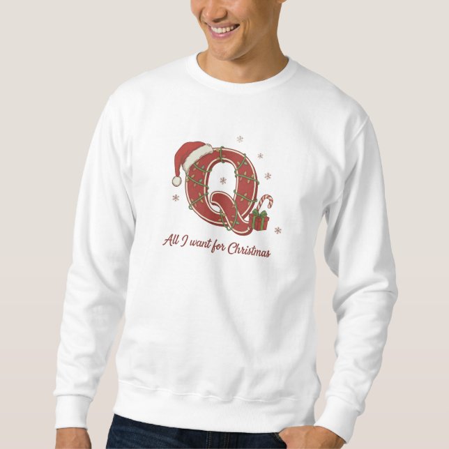 Letter Q Christmas Monogram Design Sweatshirt (Front)