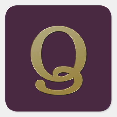 Letter Q Gold Square Sticker