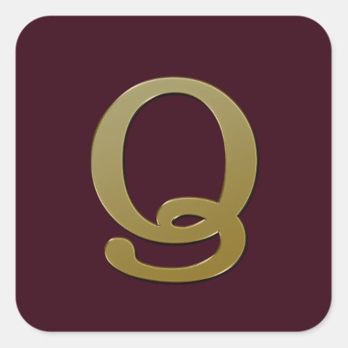 Letter Q Gold Square Sticker