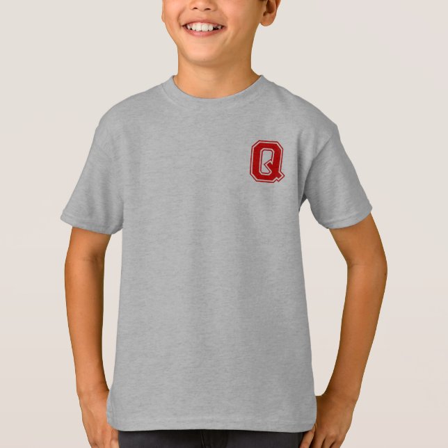Letter Q - Initial Name Alphabet Monogram T-Shirt (Front)