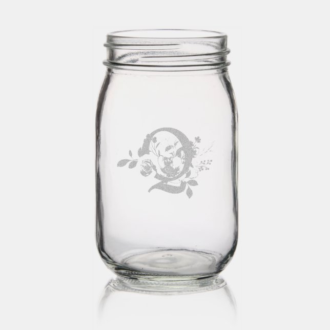 Letter Q Mason Jar (Glassware)