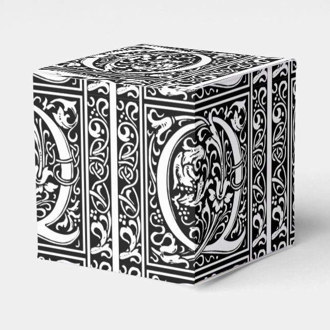Letter Q Medieval Monogram Art Nouveau Favor Boxes (Front Side)