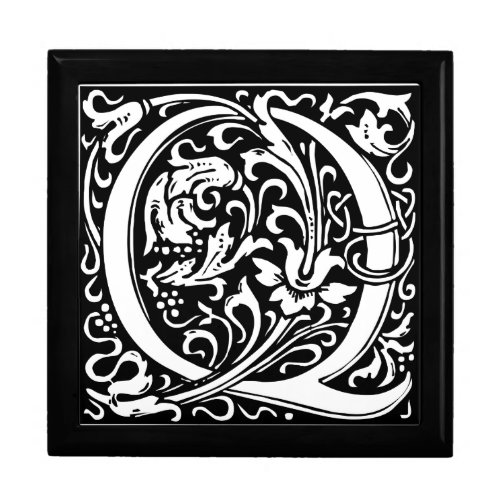 Letter Q Medieval Monogram Art Nouveau Gift Box