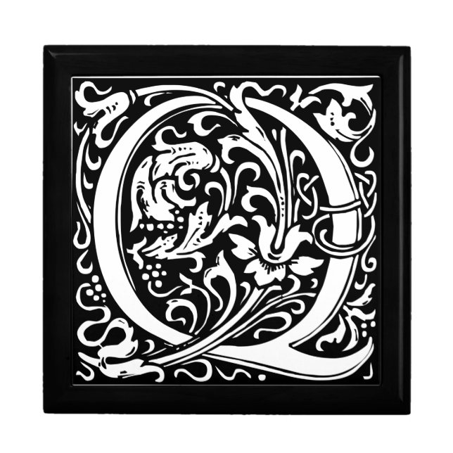 Letter Q Medieval Monogram Art Nouveau Gift Box (Front)