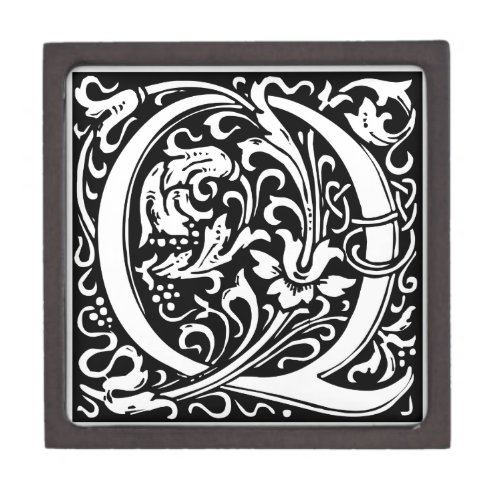 Letter Q Medieval Monogram Art Nouveau Gift Box
