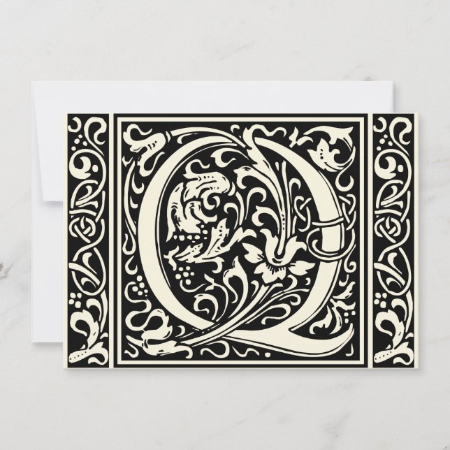 Letter Q Medieval Monogram Art Nouveau Invitation (Front)