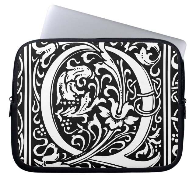 Letter Q Medieval Monogram Art Nouveau Laptop Sleeve (Front)