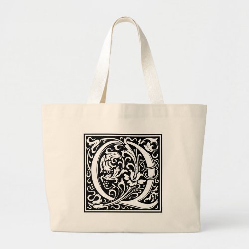 Letter Q Medieval Monogram Art Nouveau Large Tote Bag