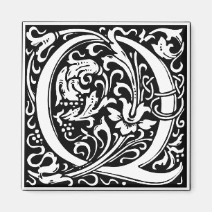 Letter Q Medieval Monogram Art Nouveau Magnet