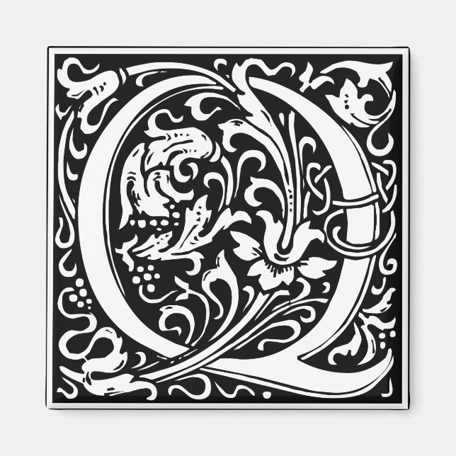 Letter Q Medieval Monogram Art Nouveau Magnet (Front)
