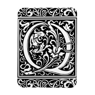 Letter Q Medieval Monogram Art Nouveau Magnet