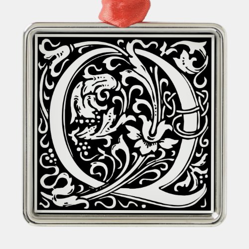Letter Q Medieval Monogram Art Nouveau Metal Ornament