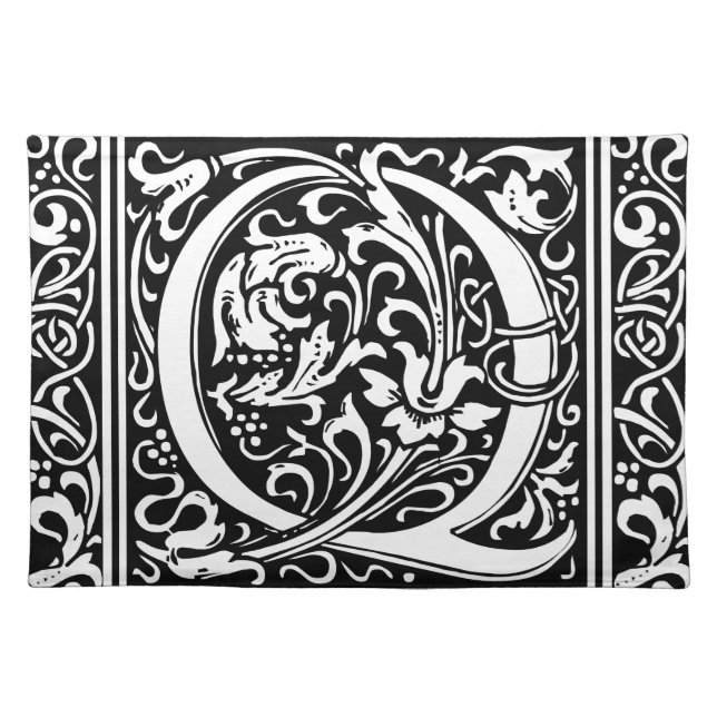 Letter Q Medieval Monogram Art Nouveau Placemat (Front)