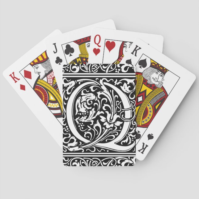 Letter Q Medieval Monogram Art Nouveau Poker Cards (Back)