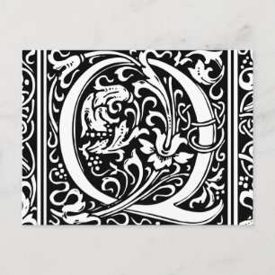 Letter Q Medieval Monogram Art Nouveau Postcard