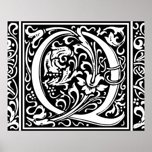 Letter Q Medieval Monogram Art Nouveau Poster