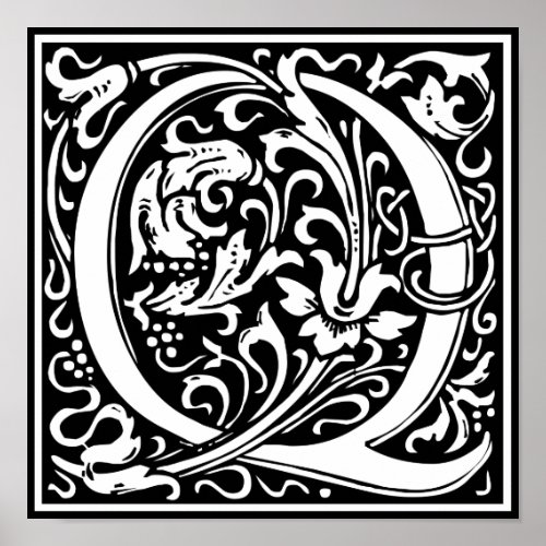 Letter Q Medieval Monogram Art Nouveau Poster