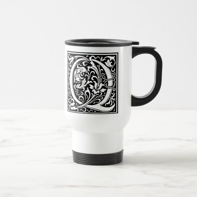 Letter Q Medieval Monogram Art Nouveau Travel Mug (Right)