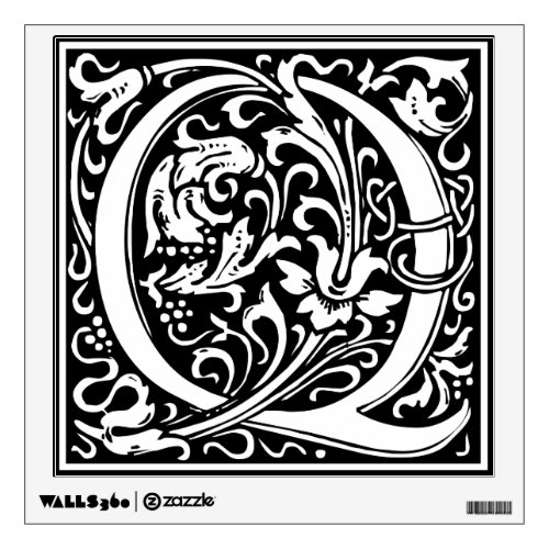 Letter Q Medieval Monogram Art Nouveau Wall Decal