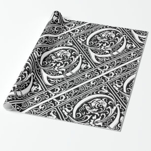 Letter Q Medieval Monogram Art Nouveau Wrapping Paper