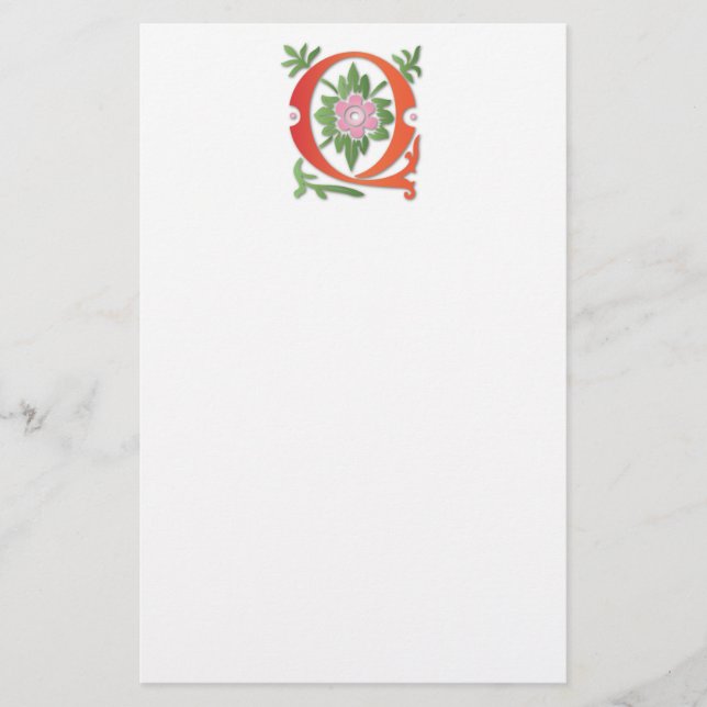Letter Q Monogram Fleur de lis Stationery (Front)