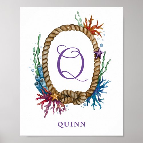 Letter Q Monogram Under the Sea Poster