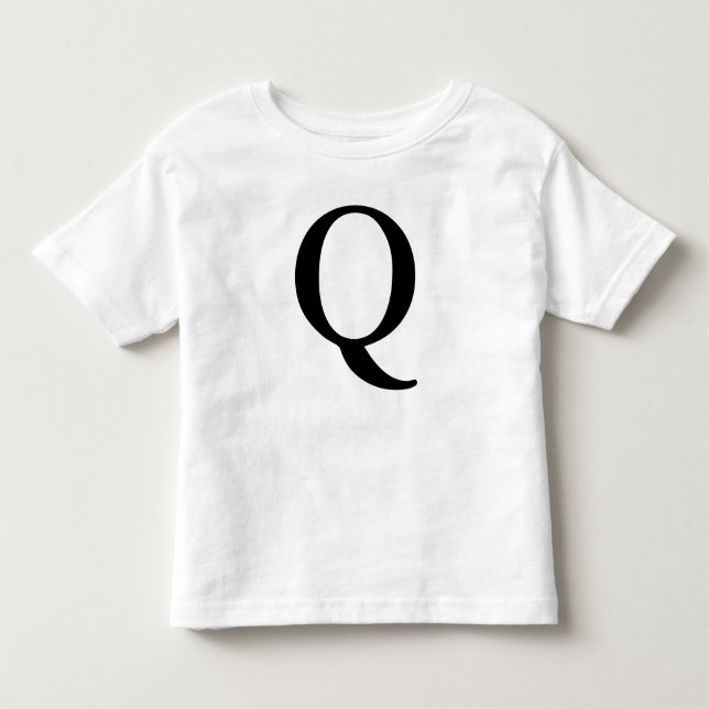 Letter Q monogrammed initial black  t shirt (Front)