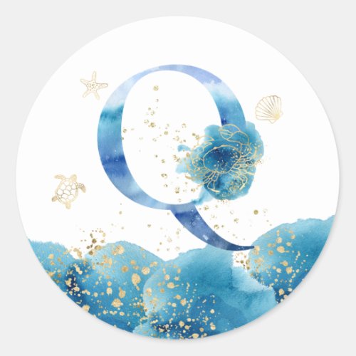   LETTER  Q _ Sea Ocean Beach Envelope  Sticker