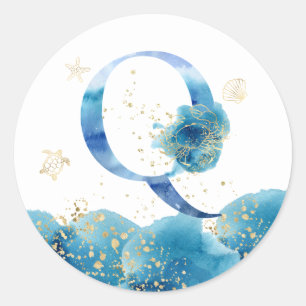 *~* LETTER Q - Sea Ocean Beach Envelope Sticker