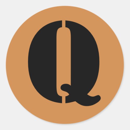 Letter Q Stencil Alphabet by Janz Peru Gold Classic Round Sticker